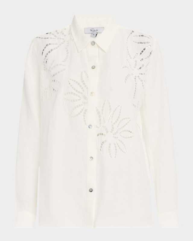 Samar Floral Eyelet-Embroidered Linen Shirt